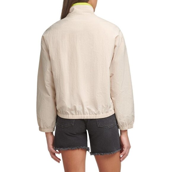 LEVI'S Women's Taslan Windbreaker Anorak Jacket Size Medium Color-Khaki Neon Gre - Picture 2 of 3